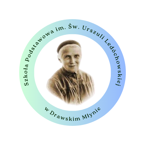 Logo Szkoły Podstawowej im. Św. Urszuli Ledóchowskiej w Drawskim Młynie