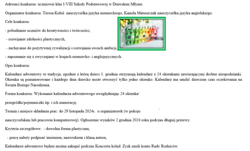 Zdjęcie do Regulamin konkursu adwentowego